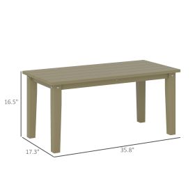 Rectangle Outdoor Coffee Table, HDPE All-Weather Outdoor Patio Table With Slatted Tabletop For Yard, Balcony, Brown
