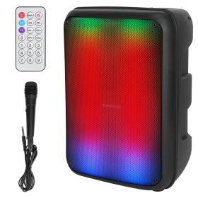 1Pc Portable Wireless Party Speaker 8in Colorful Lights DJ PA System With TWS Function FM Radio USB MMC Card Reading Aux In Recording Function Mic