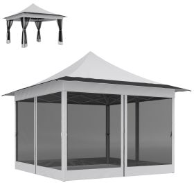 12 X 12 Ft. Canopy Tent With Mesh Netting,  Up Tent With Carry Bag For Garden, Patio, Light Gray
