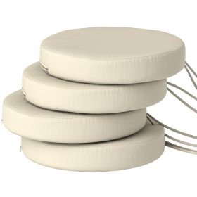 Patio Chair Cushions Set Of 4 Round Seat Cushions For Dining Bistro Chairs Machine Washable, 15 X 15 X 3, Cream White