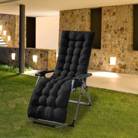 67x22in OR 71x22in Size Options Chaise Lounger Cushion Recliner Rocking Chair Sofa Mat Deck Chair Cushion (Option: 71x22x4in Plus Black)