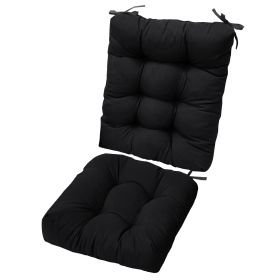 Multiple Color Options - Rocking Chair Cushion Set Upper And Lower Back And Seat Sets With Non-Slip Ties Polyester Fiber Filling Comfortable For Indoo (Color: Black)