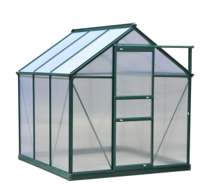 Walk In Greenhouse 6 X 6 X 7 Aluminum Polycarbonate Portable Garden Greenhouse With Rooftop Vent   UV-Resistant Walls Dark Green (Color: Green)