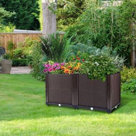 Elevated Garden Flowerpot For Outdoor Plants (Color: Brown)