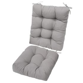 Multiple Color Options - Rocking Chair Cushion Set Upper And Lower Back And Seat Sets With Non-Slip Ties Polyester Fiber Filling Comfortable For Indoo (Color: Grey)